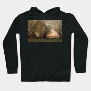 The Fisherman - Evening Effect by Jean-Baptiste-Camille Corot Hoodie